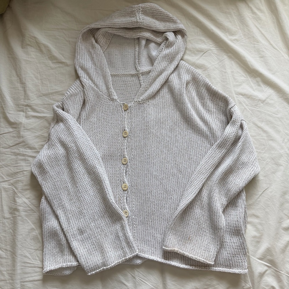 Cozy Knit Button-Up Hoodie